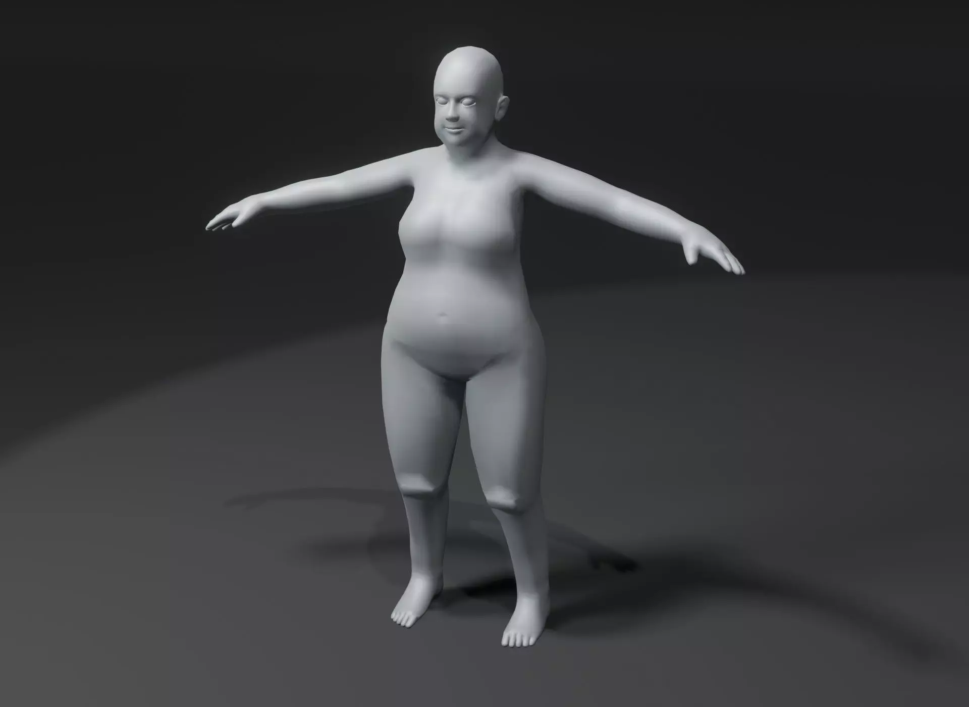 Fat Girl Kid Body Base Mesh 3D Model 10k Polygons Low-poly 3D model_0