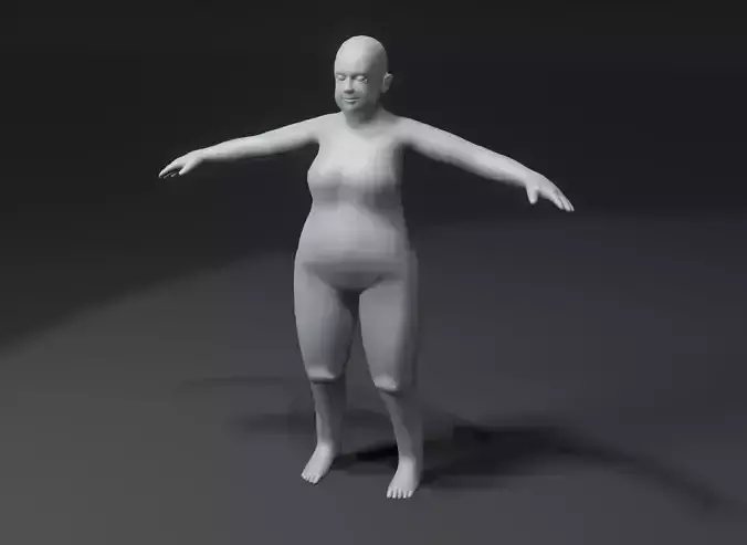 Fat Girl Kid Body Base Mesh 3D Model 10k Polygons Low-poly 3D model