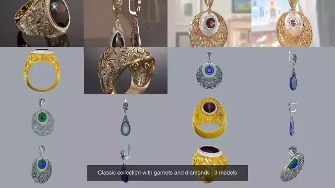 Classic collection with garnets and diamonds 