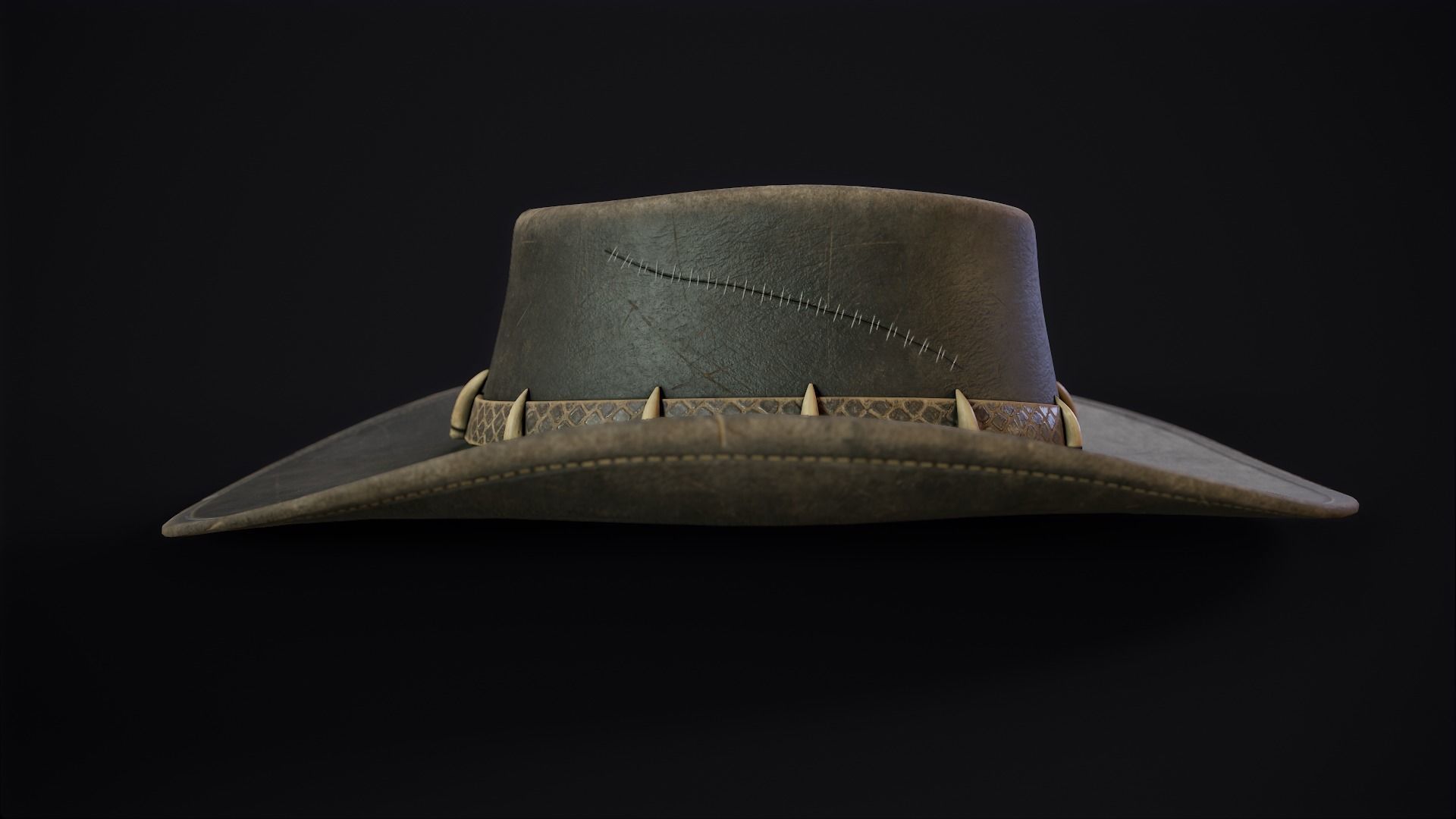 Australian Outback Hat Low-poly 3D model_6