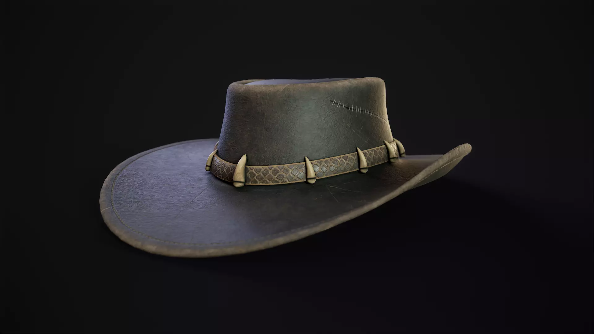 Australian Outback Hat Low-poly 3D model_0