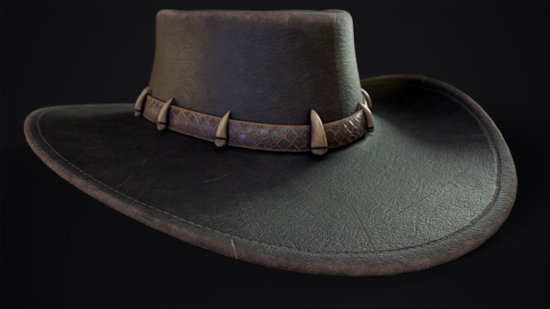 Australian Outback Hat Low-poly 3D model_8