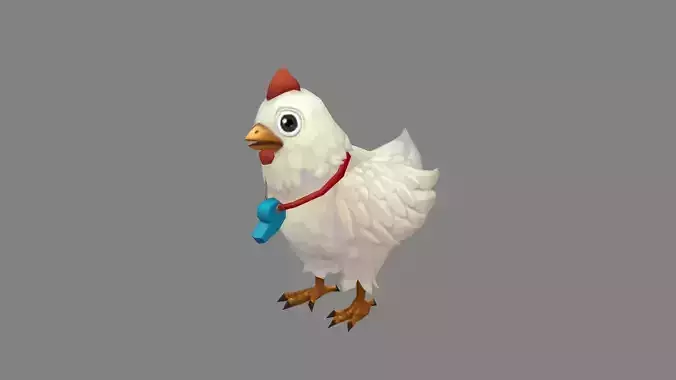 Cartoon white chicken wearing a whistle