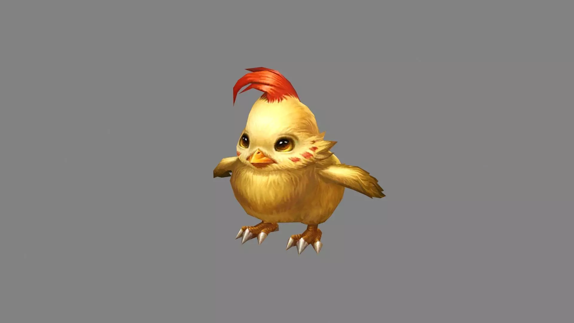 Cartoon yellow chicken - red cockscomb Low-poly 3D model_0