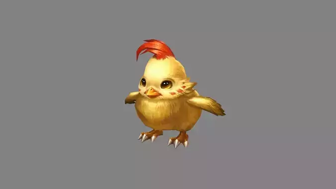 Cartoon yellow chicken - red cockscomb