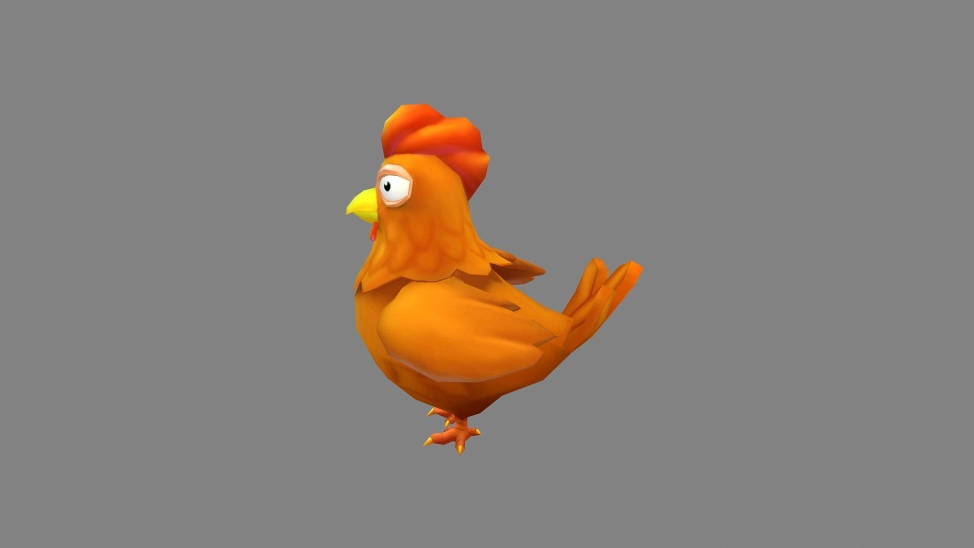 Cartoon rooster Low-poly 3D model_1