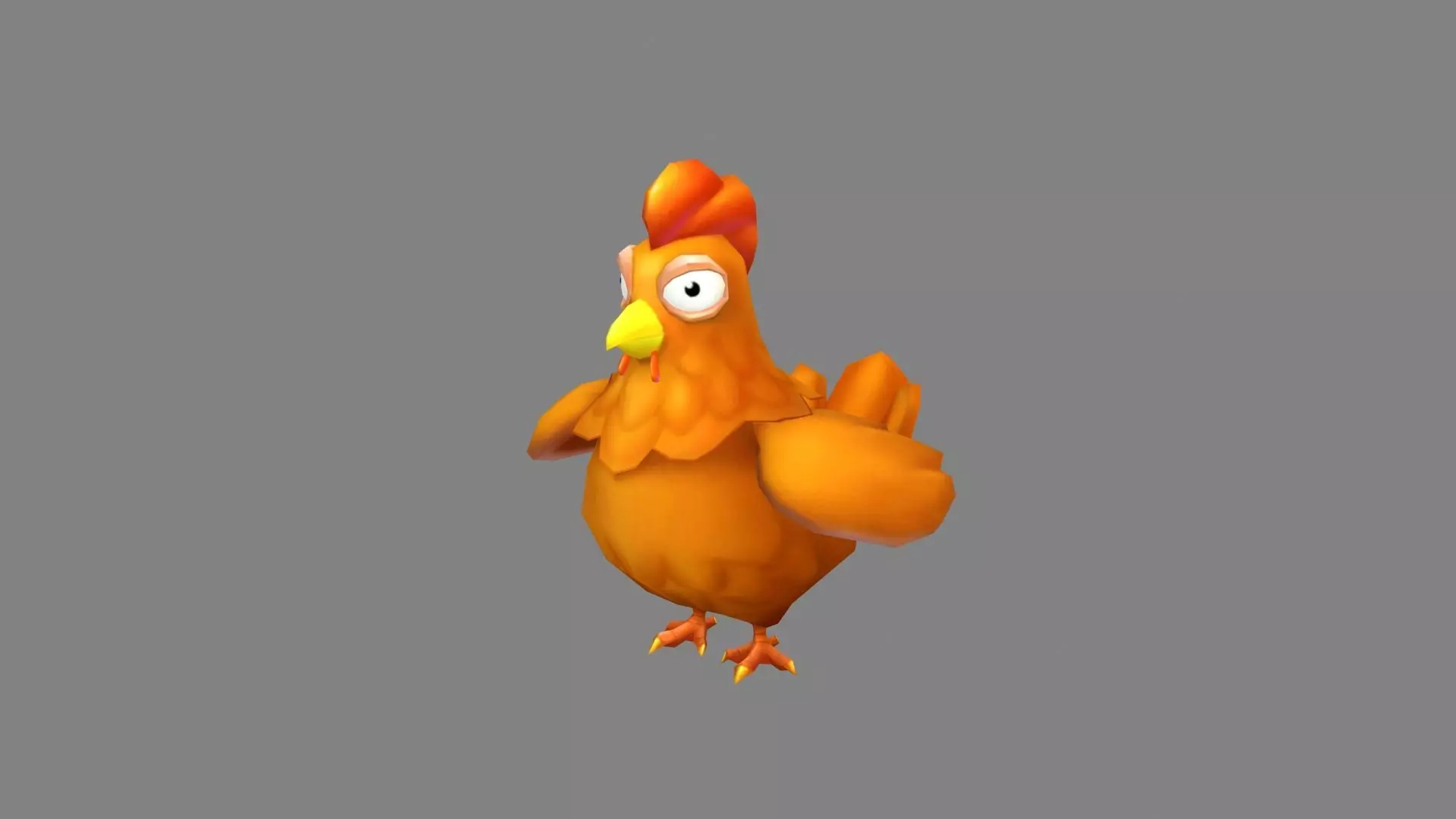 Cartoon rooster Low-poly 3D model_0