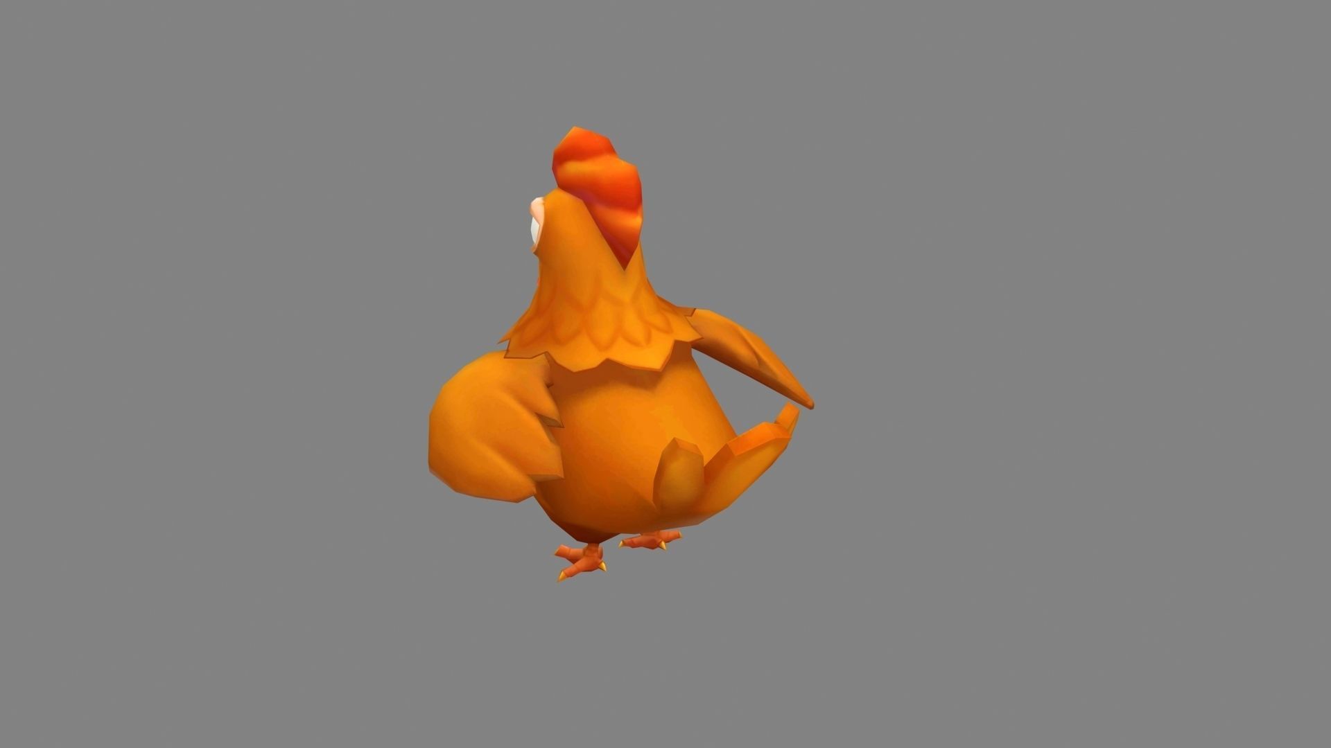 Cartoon rooster Low-poly 3D model_2