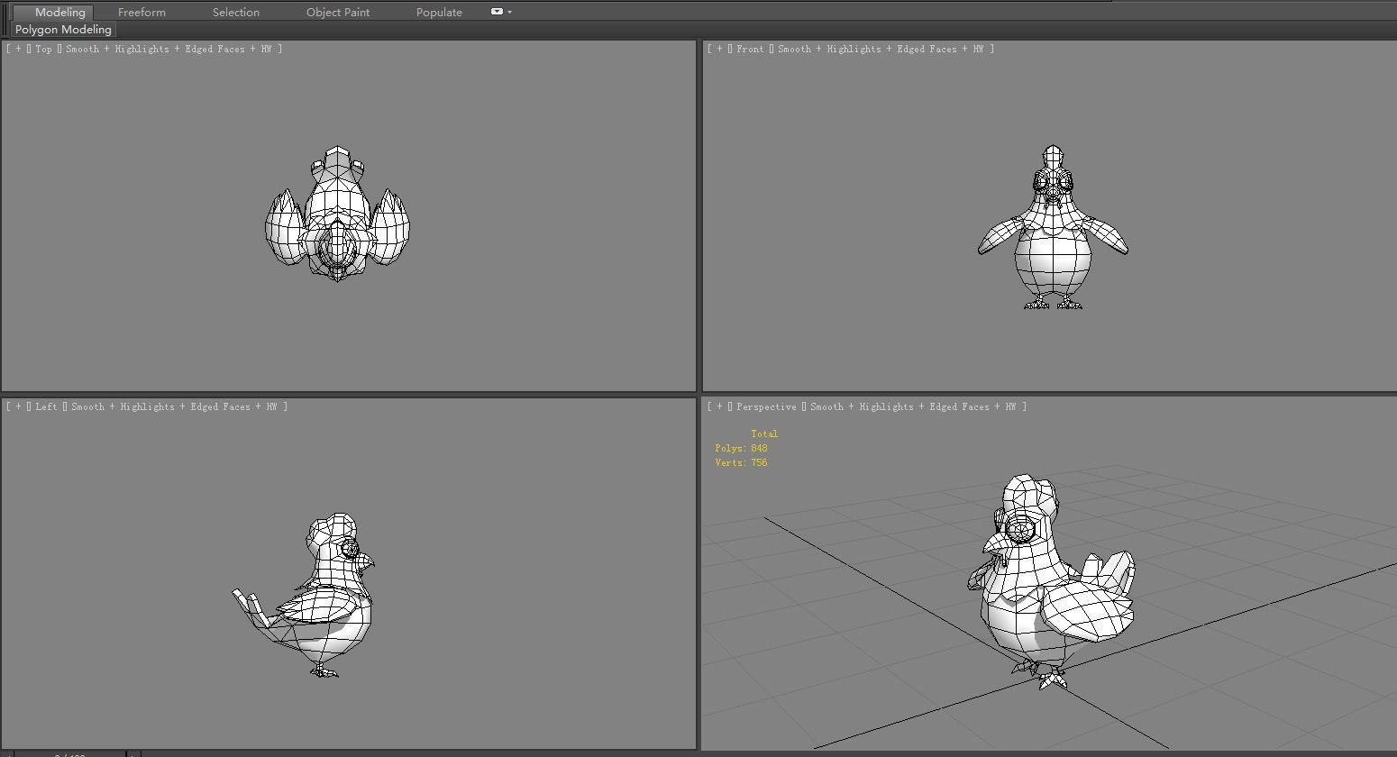 Cartoon rooster Low-poly 3D model_5
