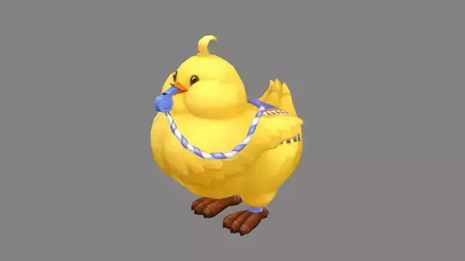 Cartoon fat chicken mount with whistle Low-poly 3D model