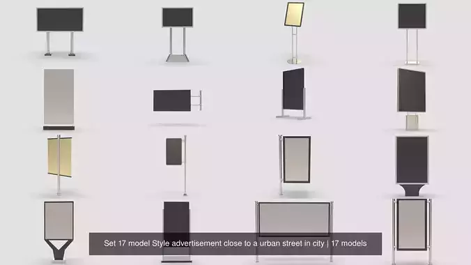 Set 17 model Style advertisement close to a urban street in city