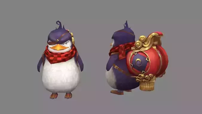 Cartoon gangster penguin mount Low-poly 3D model