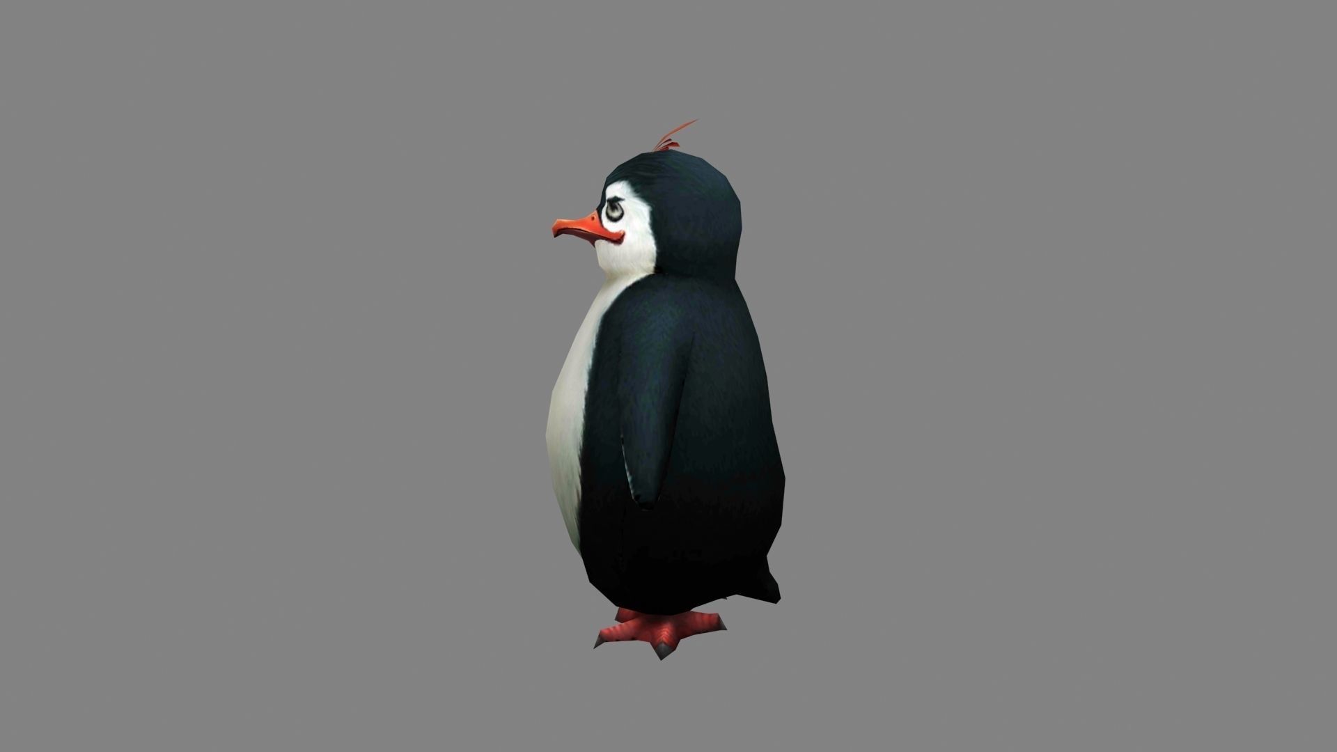Cartoon penguin Low-poly 3D model_1