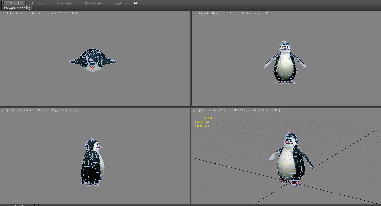 Cartoon penguin Low-poly 3D model_4