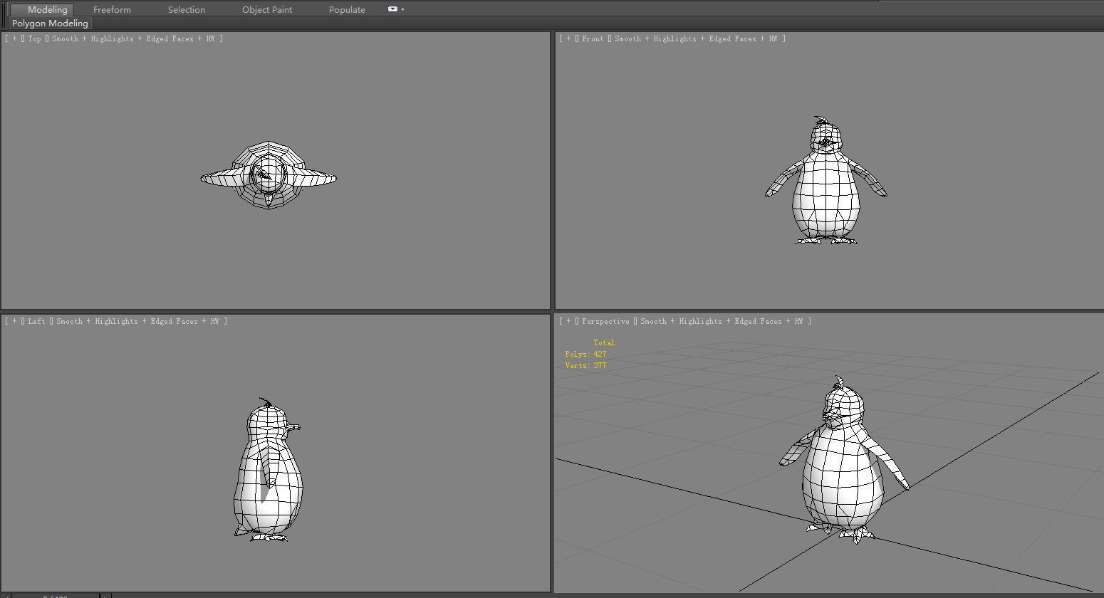 Cartoon penguin Low-poly 3D model_5