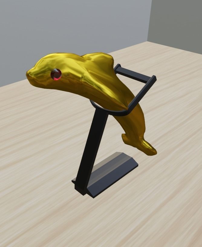 Gold dolphin 3D model_7