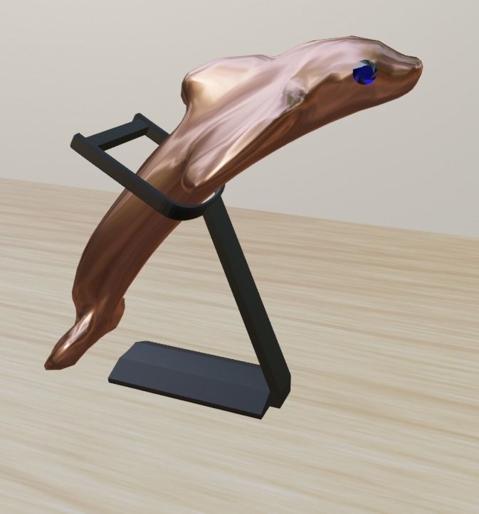 Gold dolphin 3D model_4