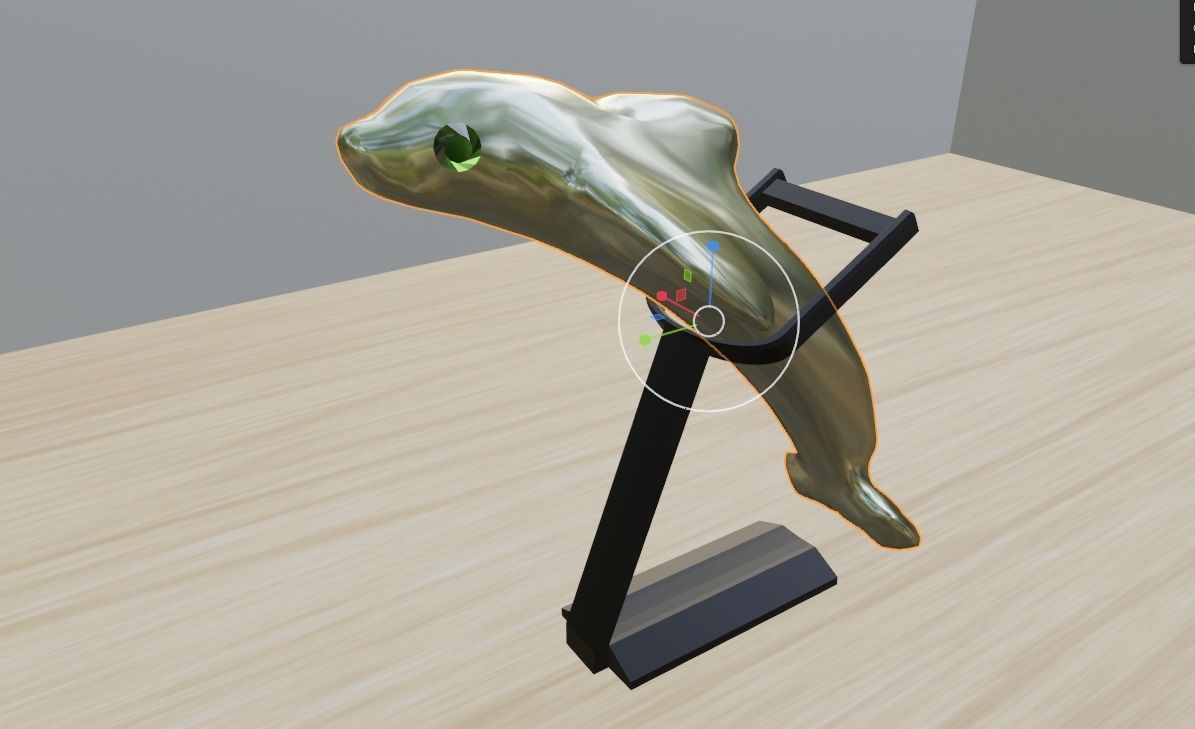 Gold dolphin 3D model_3