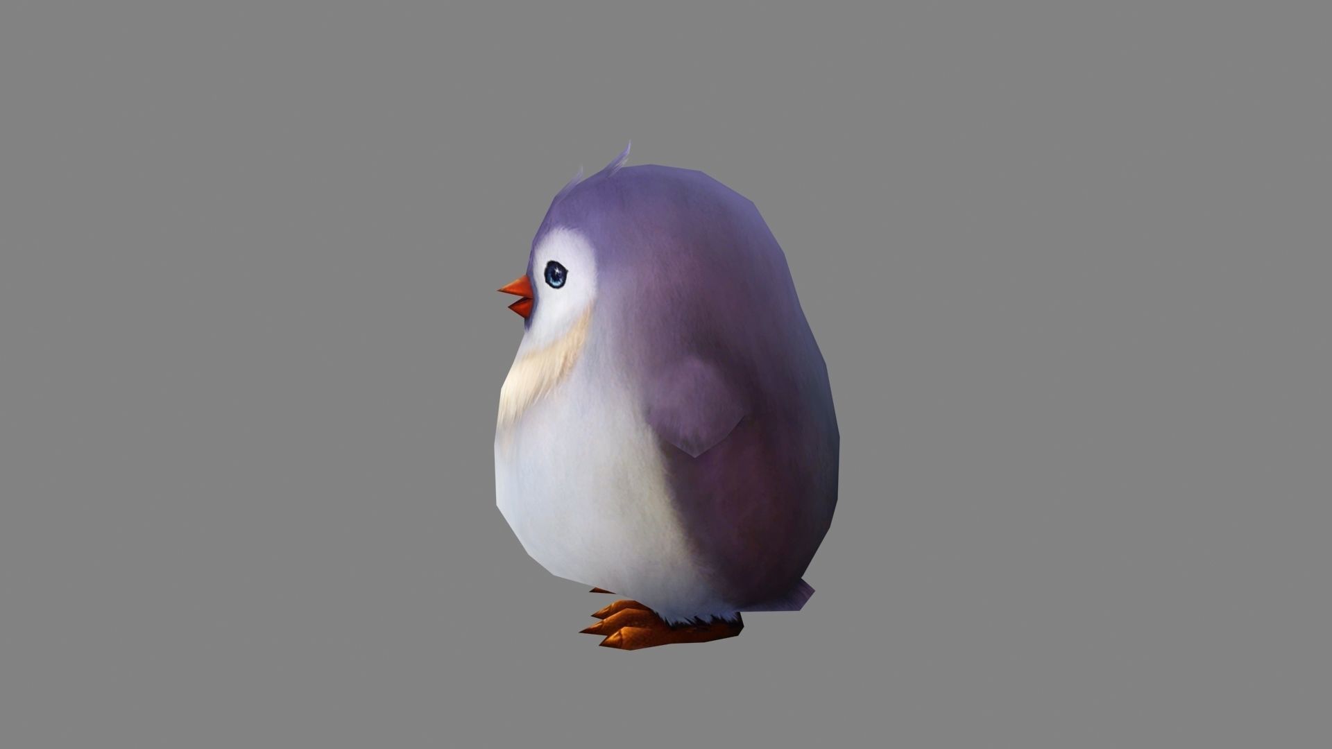 Cartoon baby penguin Low-poly 3D model_1