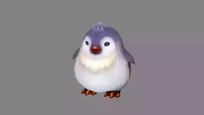 Cartoon baby penguin Low-poly 3D model