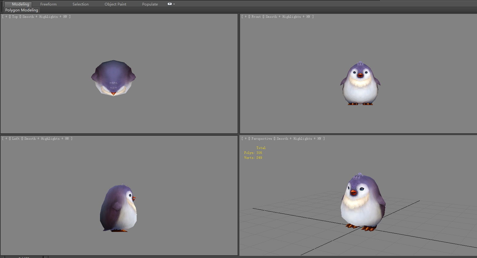 Cartoon baby penguin Low-poly 3D model_3
