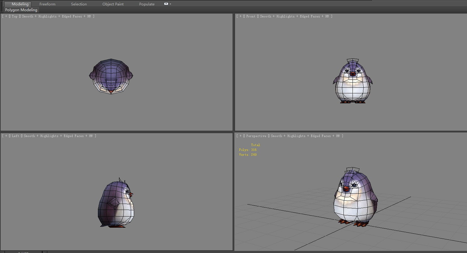 Cartoon baby penguin Low-poly 3D model_4