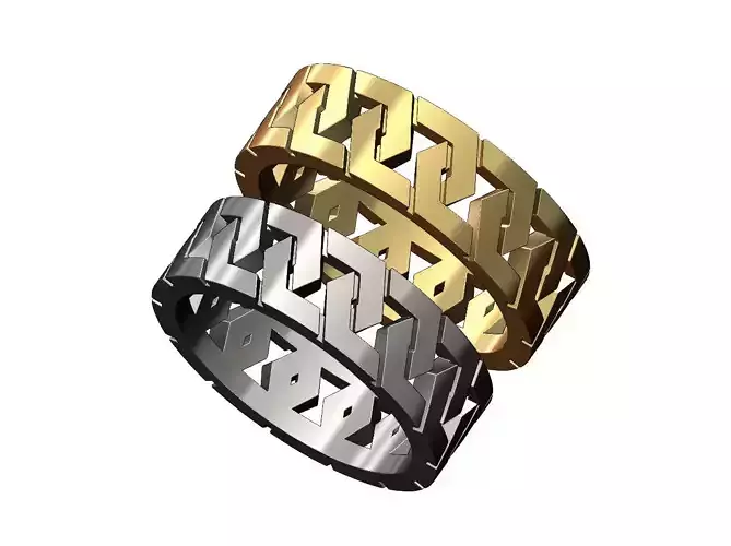 Elongated hexagonal chain link band US sizes 7 and 8 3D print model