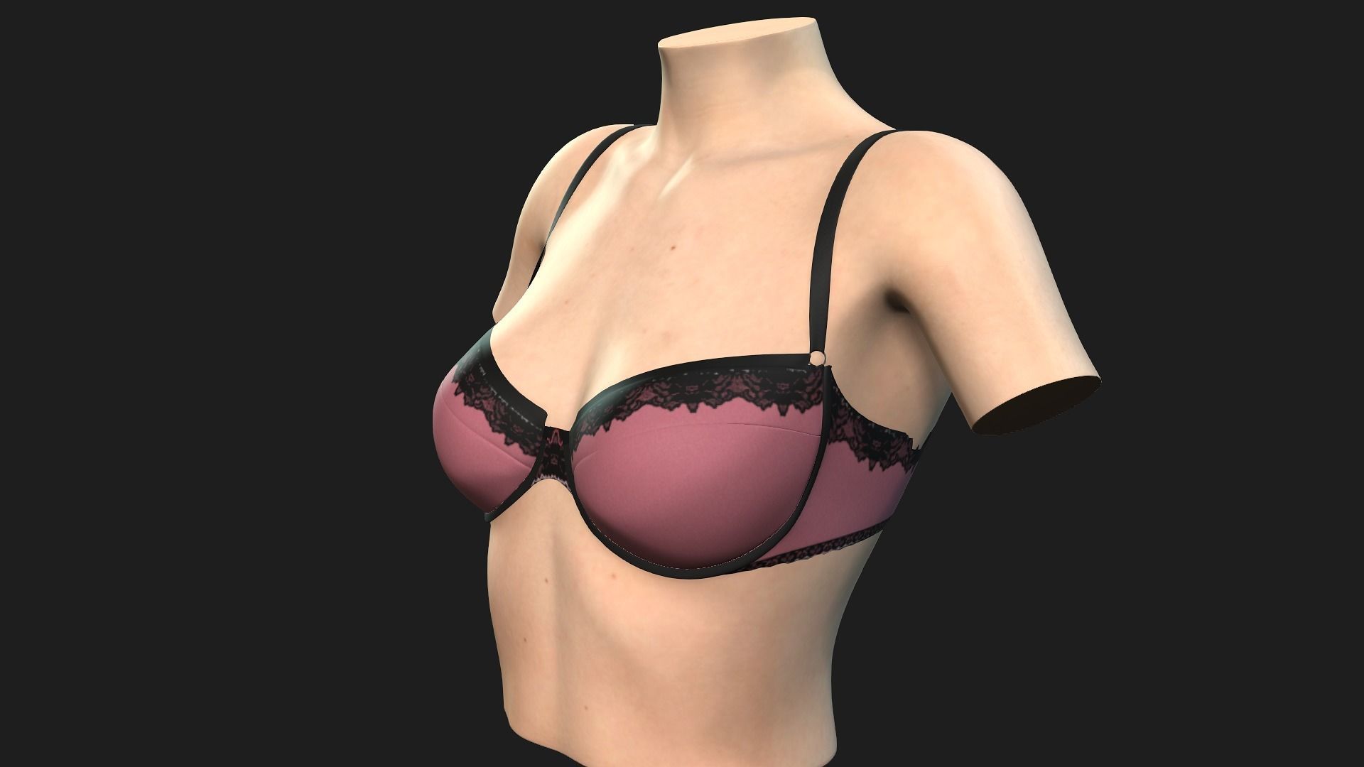 5 in 1 collection bra on mannequin 3D model_2