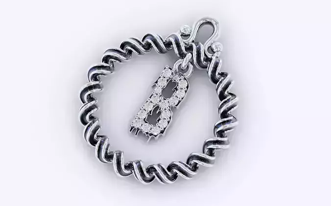 Alphabet Pendant Necklace Letter B 3D print model