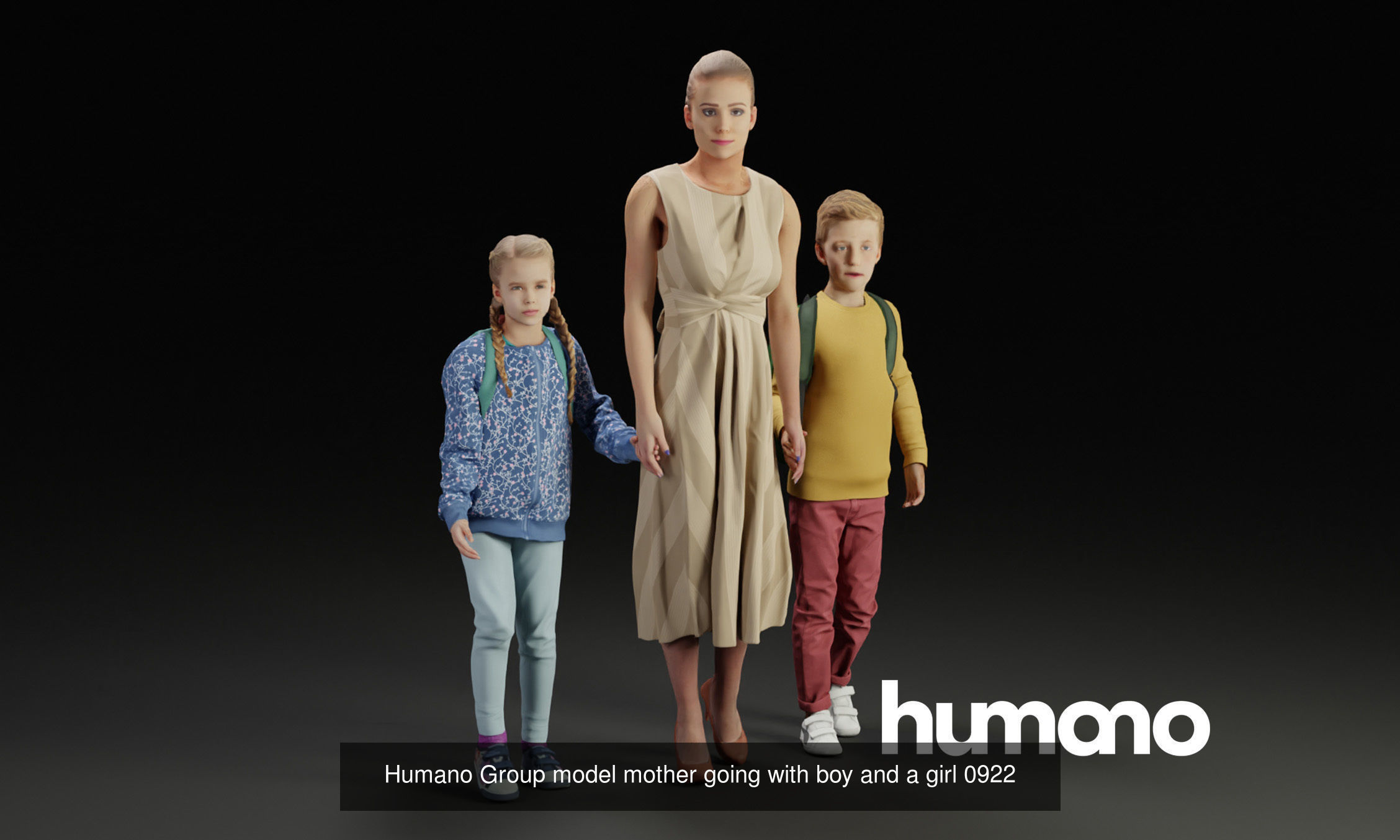 Humano 5-PACK - PEOPLE - KIDS WITH PARENTS - 5x 3d models 09A 3D Model Collection_4