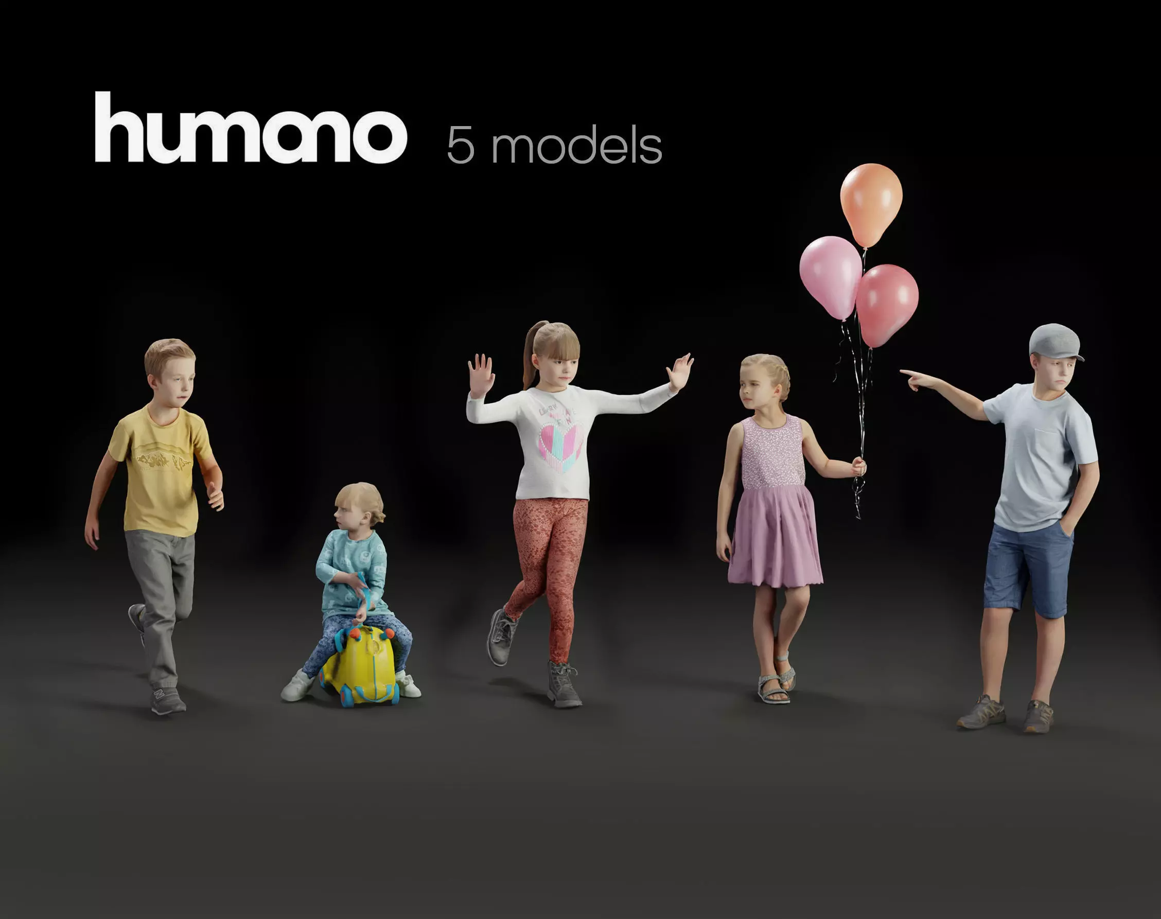 Humano 5-PACK - PEOPLE - PLAYING CHILDREN - 5x 3d models 09C 3D Model Collection_0
