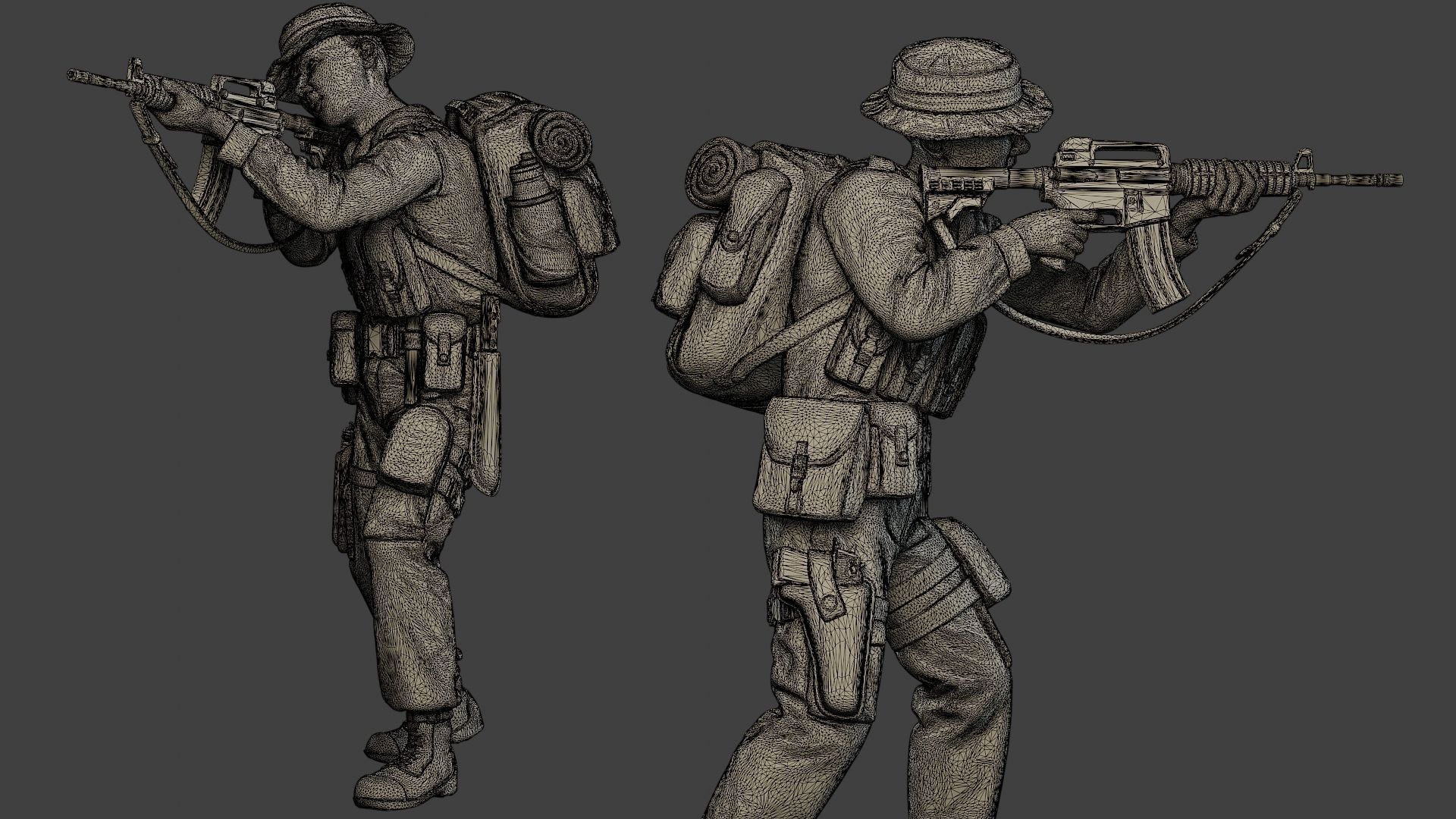 Modern Jungle Soldiers MJS1 Pack 2 3D Model Collection_16