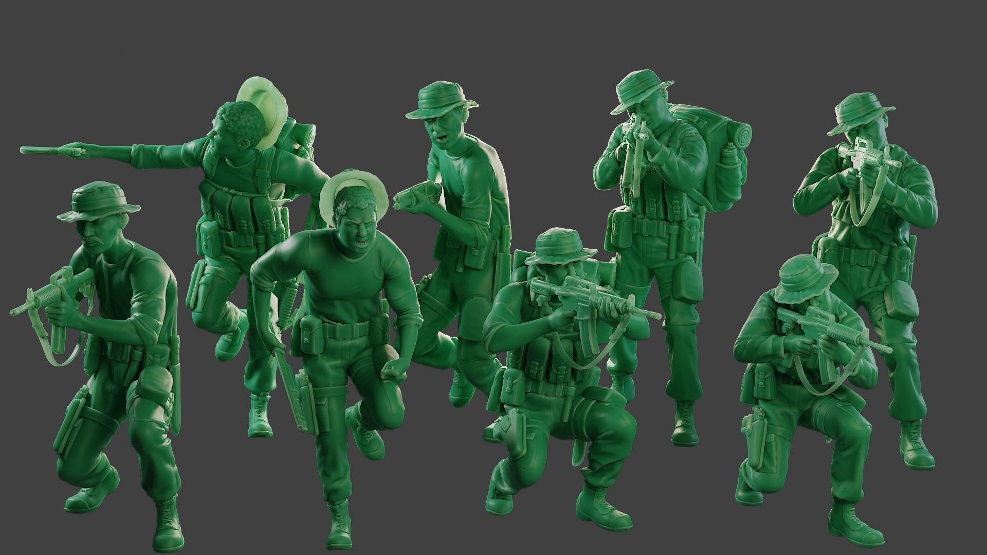 Modern Jungle Soldiers MJS1 Pack 2 3D Model Collection_1