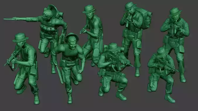 Modern Jungle Soldiers MJS1 Pack 2 3D Model Collection