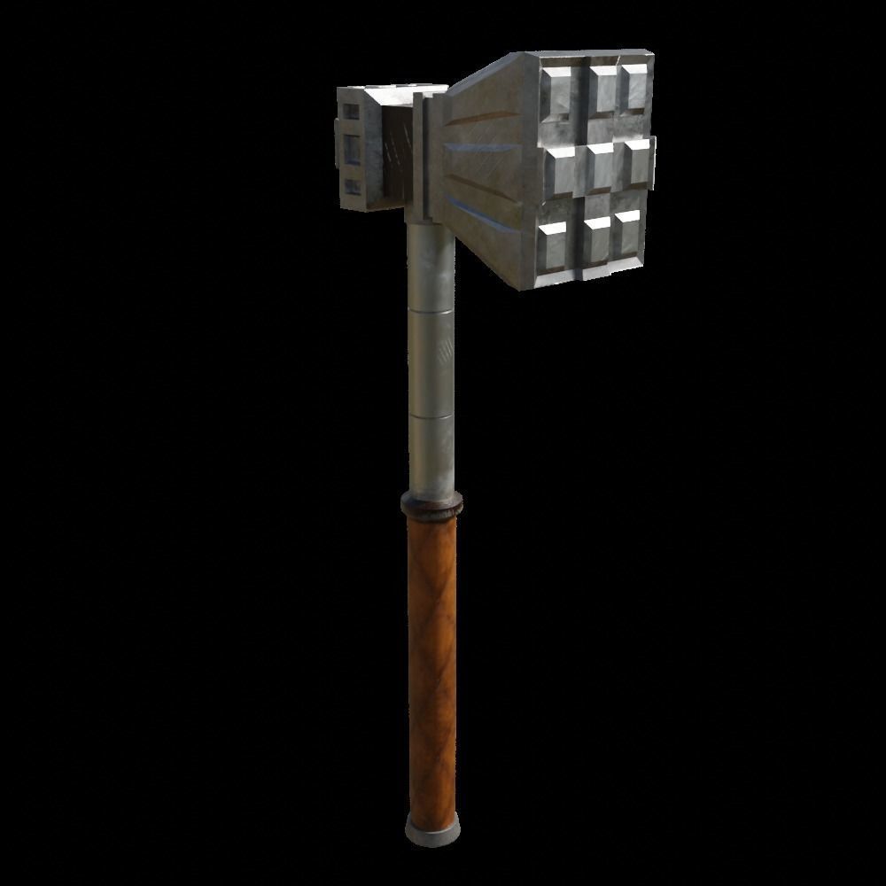Hammer Weapon PBR 3D model_1