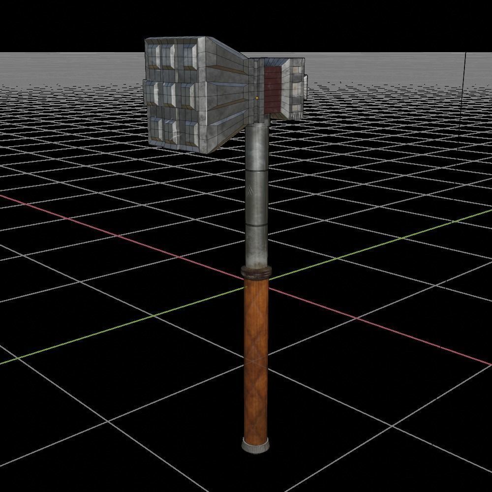 Hammer Weapon PBR 3D model_5