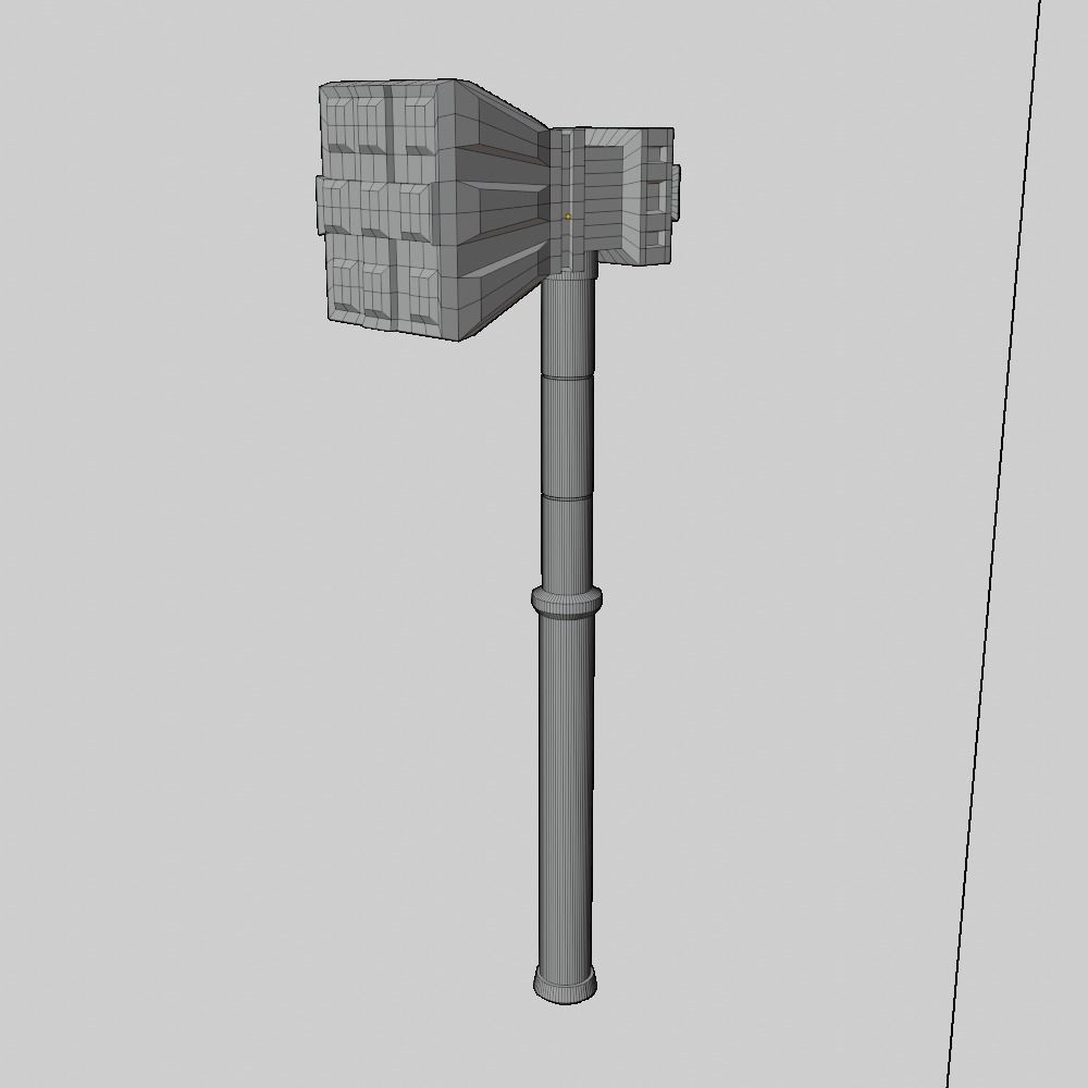 Hammer Weapon PBR 3D model_6