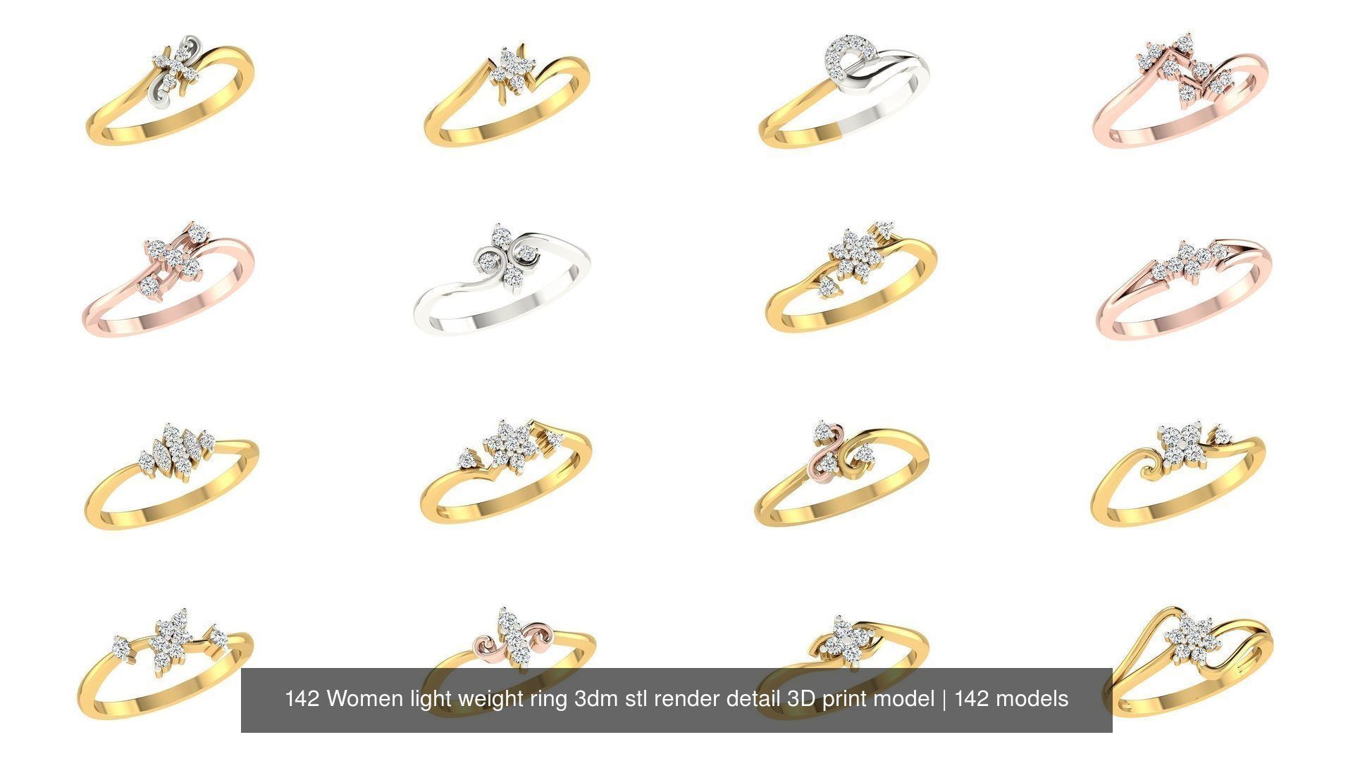 142 Women light weight ring 3dm stl render detail 3D print model 3D Model Collection_13