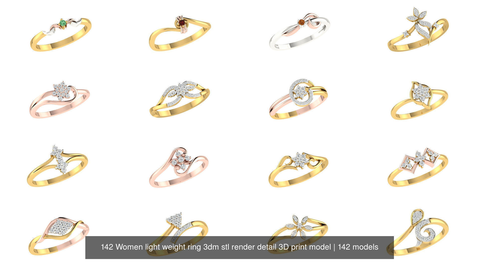 142 Women light weight ring 3dm stl render detail 3D print model 3D Model Collection_7