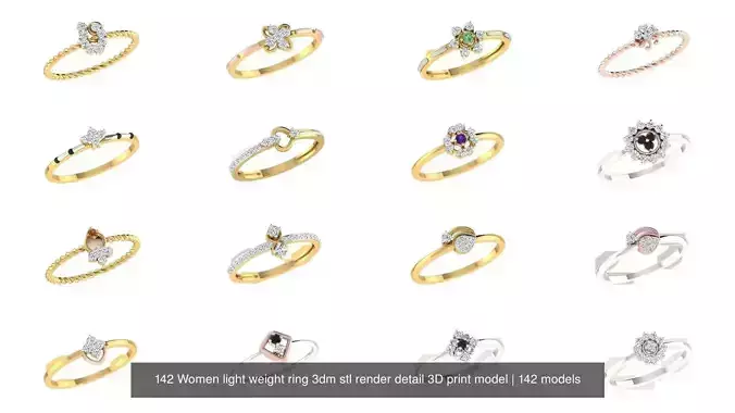 142 Women light weight ring 3dm stl render detail 3D print model 3D Model Collection