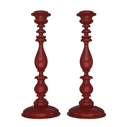 Wood Candlestick Low-poly 3D model