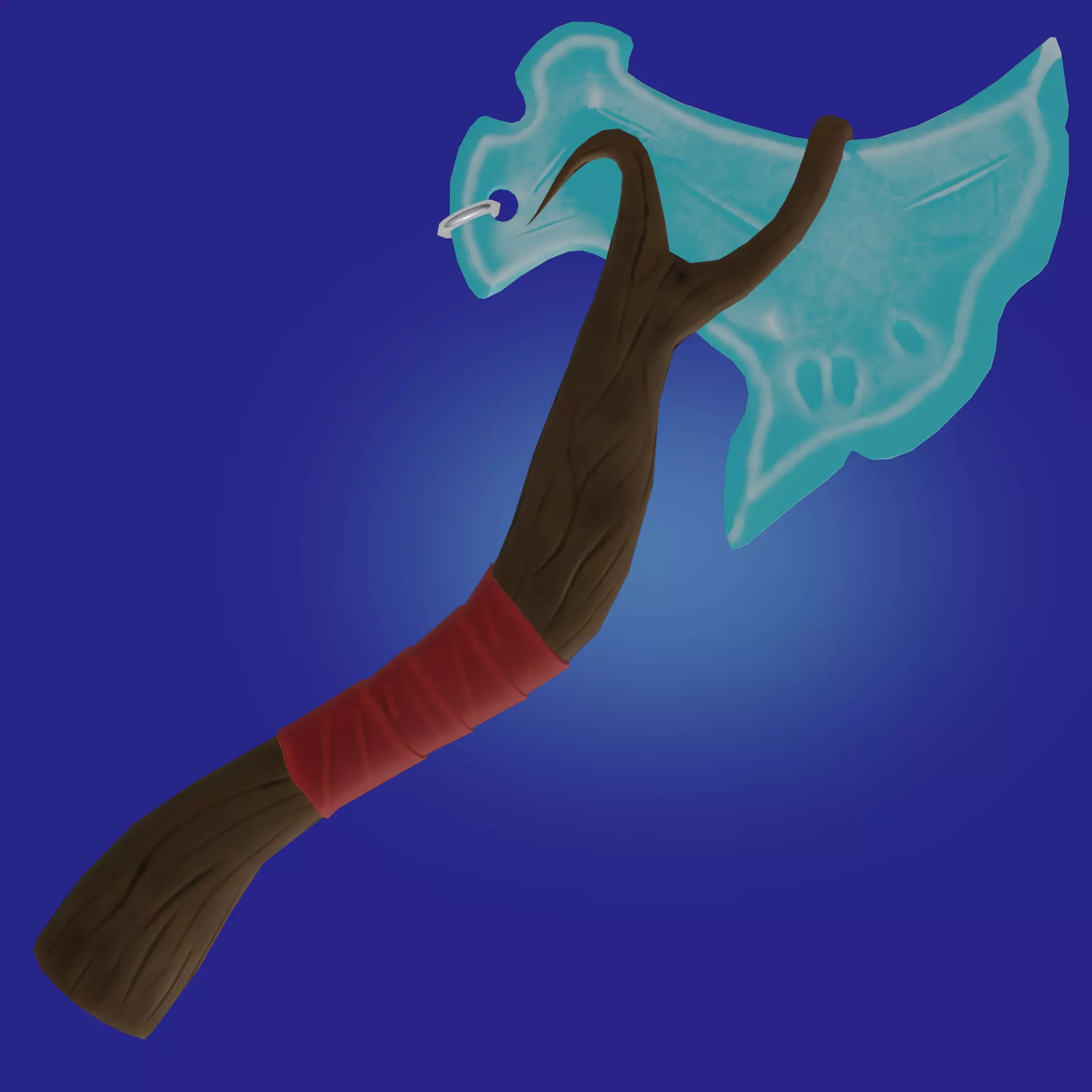 Stylized axe with cristal blade Free low-poly 3D model