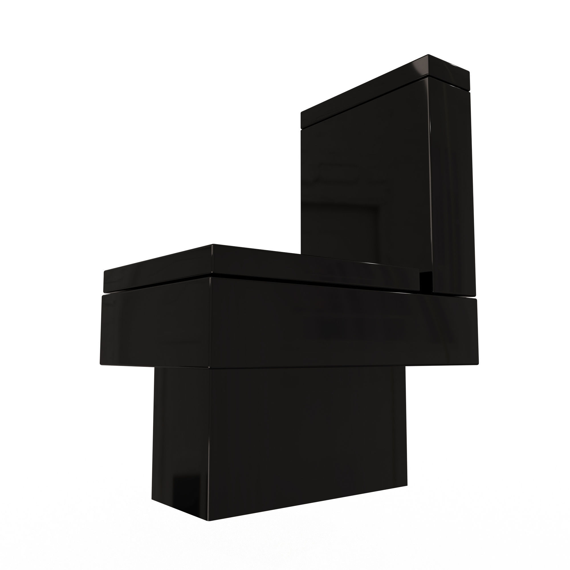 Black Modern Toilet Low-poly 3D model_3