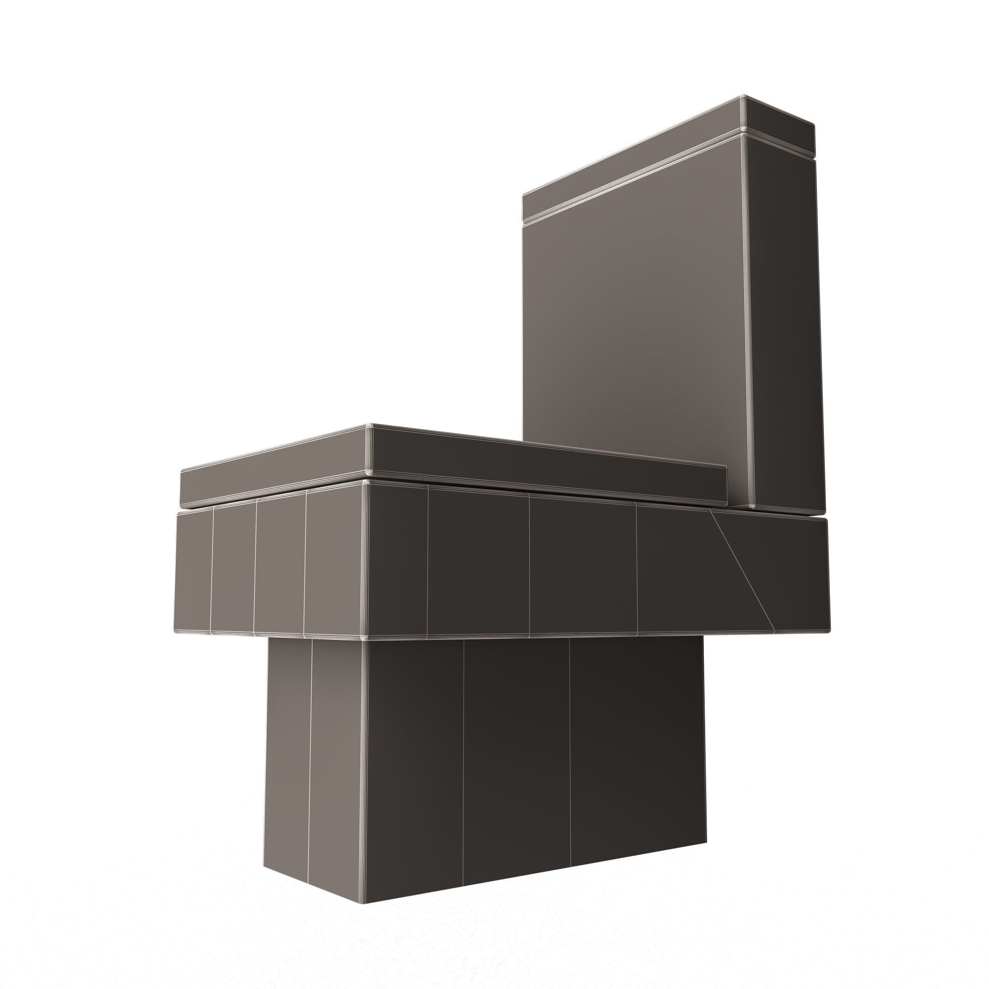 Black Modern Toilet Low-poly 3D model_9