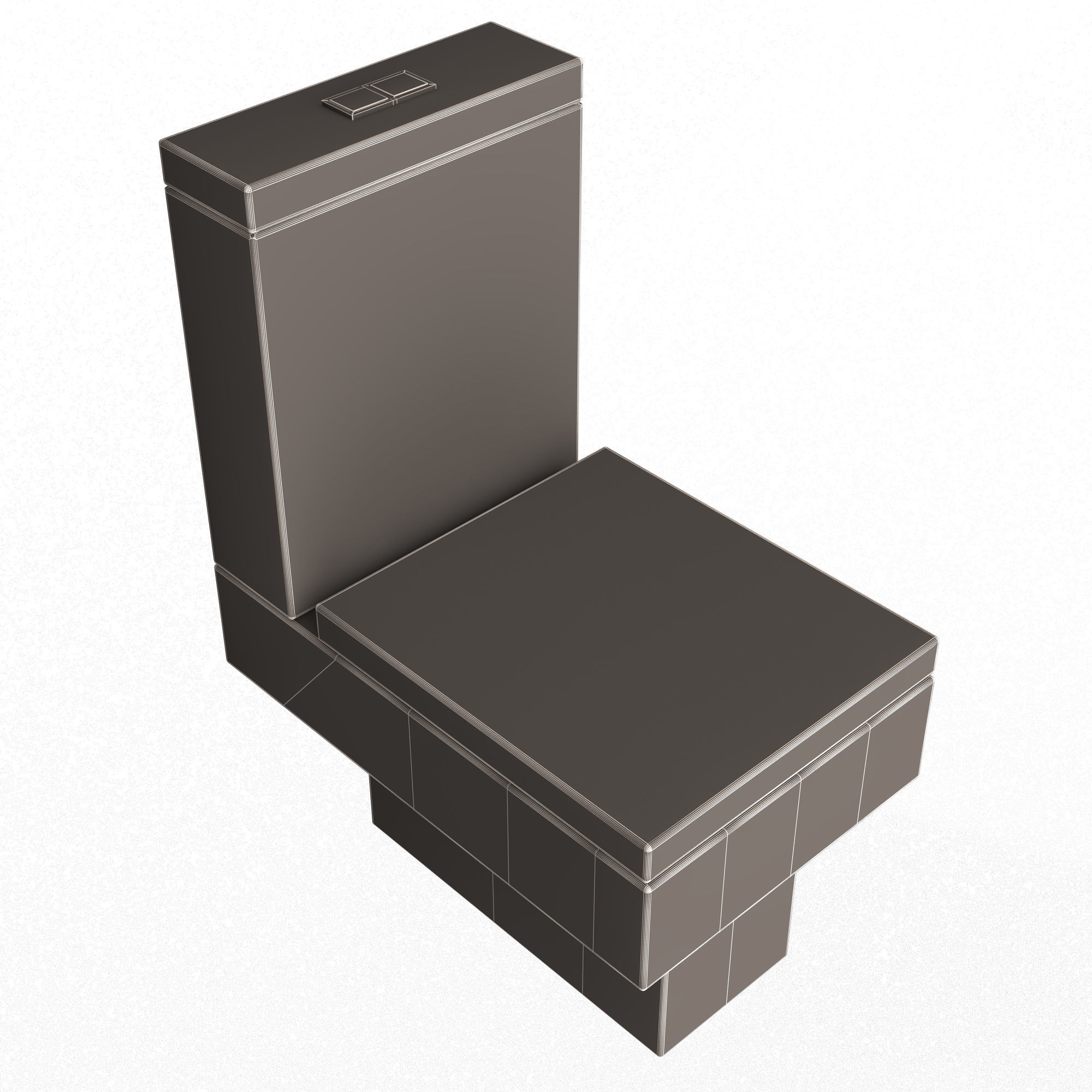 Black Modern Toilet Low-poly 3D model_12