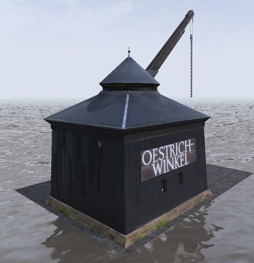 Wine loading old crane kran Oestrich Winkel 3d model Low-poly 3D model_3