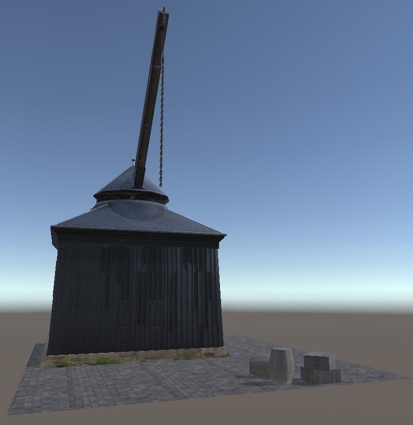 Wine loading old crane kran Oestrich Winkel 3d model Low-poly 3D model_5