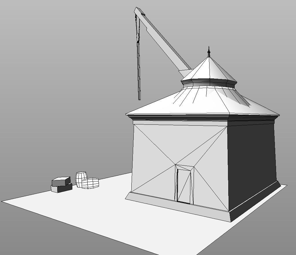 Wine loading old crane kran Oestrich Winkel 3d model Low-poly 3D model_7