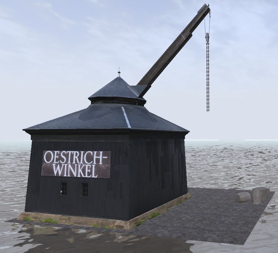 Wine loading old crane kran Oestrich Winkel 3d model Low-poly 3D model_2