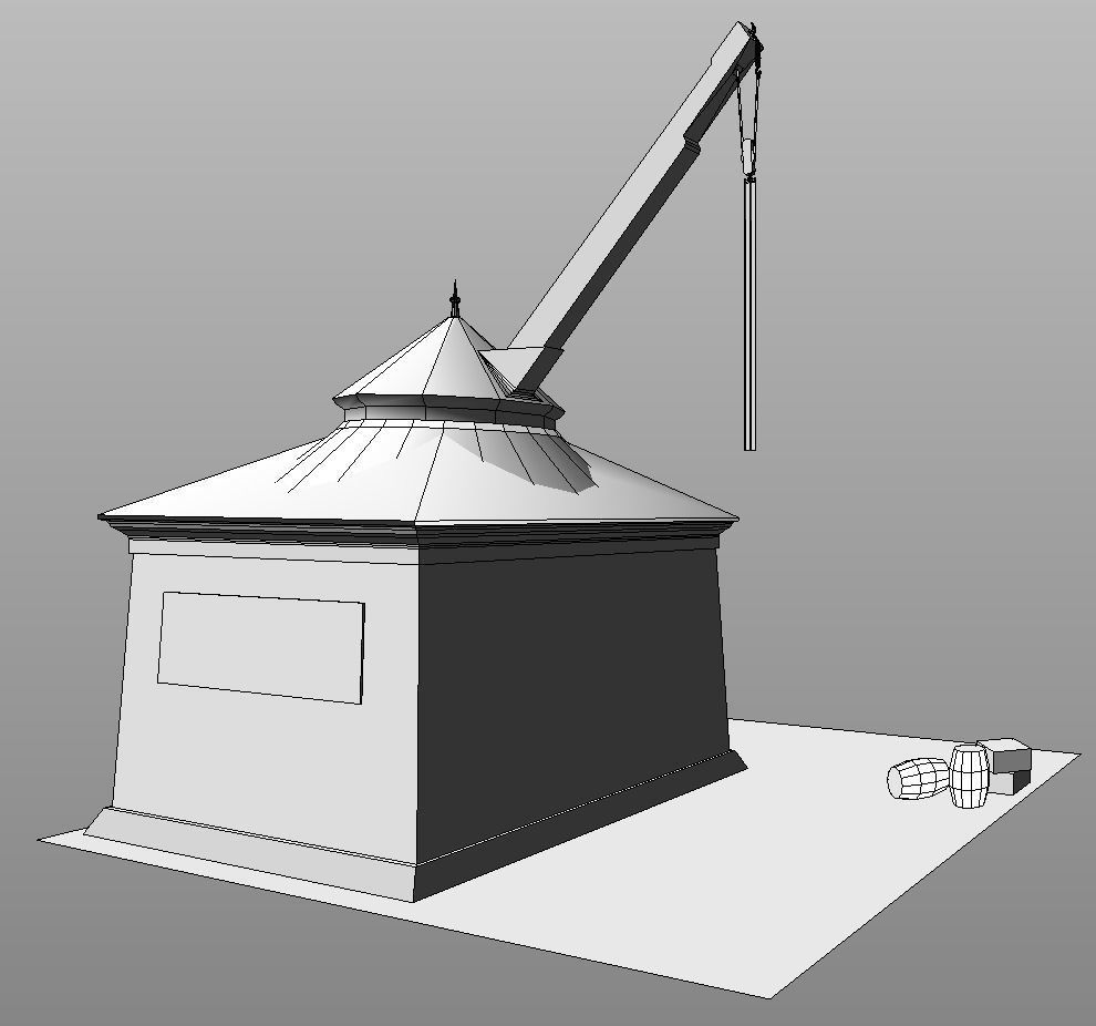 Wine loading old crane kran Oestrich Winkel 3d model Low-poly 3D model_8